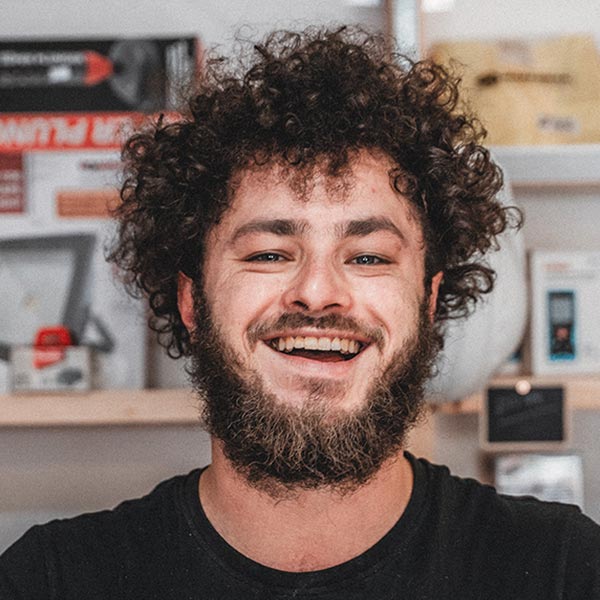 Happy young white man with beard